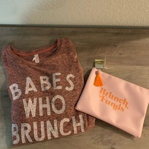 Brunch theme top and clutch purse bundle!